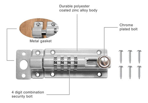 Reset-008 Combination Locking Pin, Security Slide Bolt Lock 1