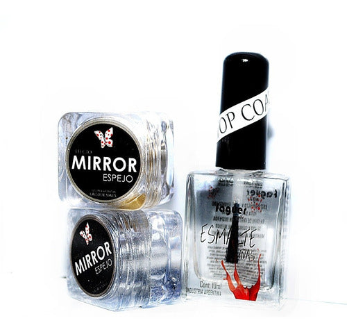 Kit  Deco Uñas, Efecto Espejo, Mirror Faguer Nails. Promo 0