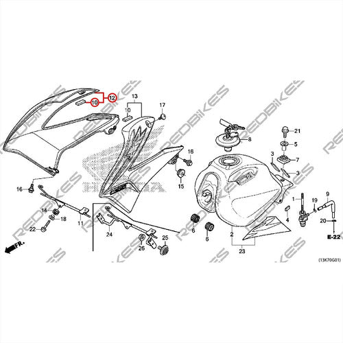 Cacha Tanque Honda Xr 150 L Derecha Original Roja P1 1