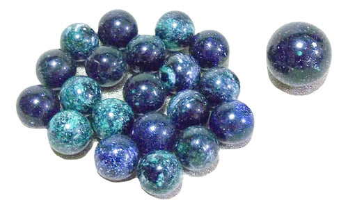 Set of 20 Marbles 1.6 Cts + 1 Glass Shooter 26 Mm Galaxy Design 0