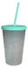 Set of 4 Glitter Plastic Cups with Straw and Lid 500ml 1