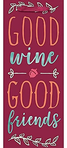 Amscan Good Wine, Good Friends Paper Bottle Bag | 14" x 5" 0