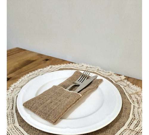 Noi Home Bazar Set of 4 Round Table Mats with Cotton Lace 7