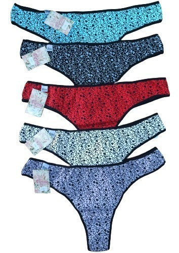 Pack of 6 Cotton Lycra Super Special Size Printed Thongs 21
