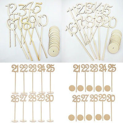 Natural Wood Table Number Set 1-40 1