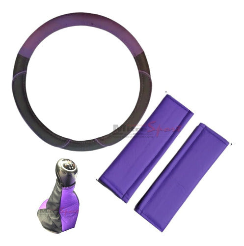 Fundas Mitre Sport Fiat Palio - Steering Wheel Cover + Shift Knob Cover + Seat Belt Covers in Violet 0