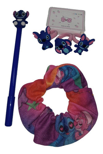 Disney Stitch Hair Set with Hair Ties and Pen 0