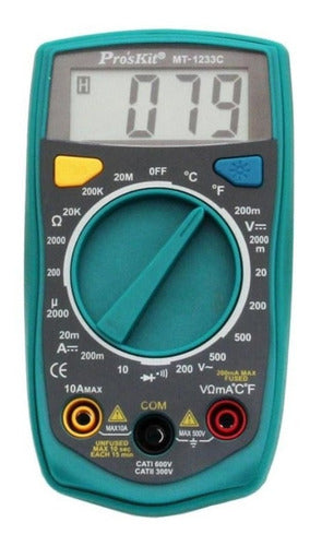 Pro'sKit Digital Ergonomic Multimeter Tester MT-1233C 0