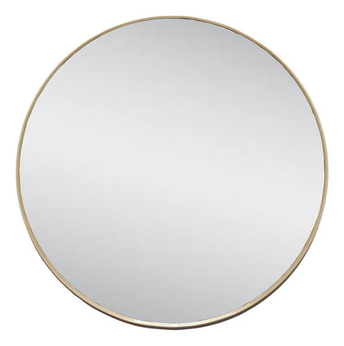 Alego Cristal Round Mirror With Golden Iron Frame 80cm 0