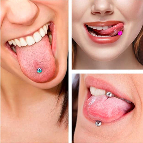 Bavasa 10 Piercing Lengua Barra Acero Quirúrgico Aro Arito 1