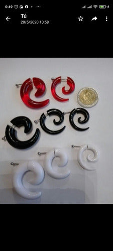 Acrylic Steel Spiral Fake Expander Horn Earrings Piercing 3-4 cm 20