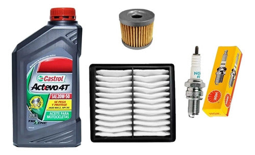 Kit Service Suzuki Gixxer Castrol + Filtro Aceite Aire Bujia 0