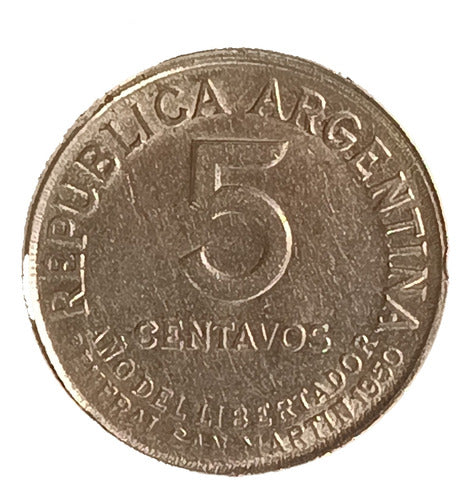 Valor y Fecha Argentina 5 Centavos 1950 Excelente CJ 244.2 0