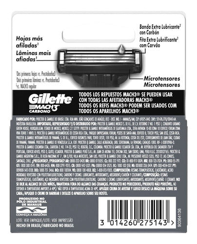 Gillette Mach3 Carbon Razor Blade Replacement x 2 Units 1
