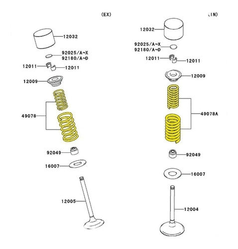 Kawasaki 2 Escape Valve Springs Original KXF 450 06-18 - Powertech Motos 3