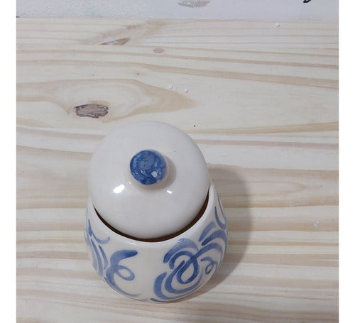 Hand-Painted Artisanal Glazed Ceramic Sugar Bowl 2