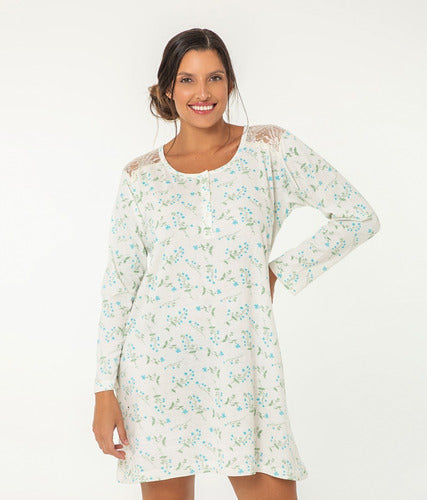 Florcitas Long Sleeve Button-Up Jersey Nightgown T.5 23125 3