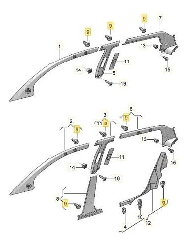 Kit X10 Clips Grampas Panel Puerta Vw Gol Trend Voyage -roar 4