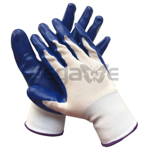 Conjunto De 12 Guantes De Jardín De Pares Azul Nitrilo Recub 4