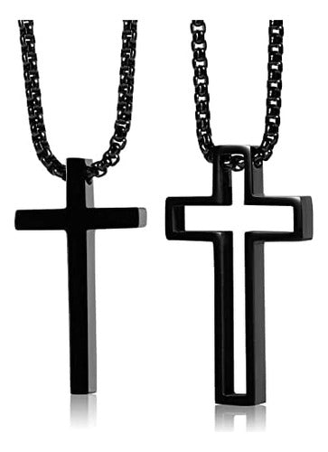 Wolentty Couple Cross Necklace Set Stainless Steel Matching Necklaces Gift for Valentine's Day 0