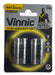 Vinnic Blister 4 AAA Batteries 3A Extra Heavy Duty 1.5V Power X4 2