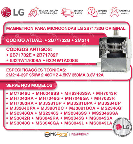 Magnetron Microondas LG Mj3281bp Mj3284bp Mj3881bc 2b71732g 1