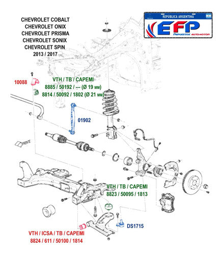 Chevrolet Kit Abrazadera Buje Barra Estabilizadora 21 Onix Prisma Spin 4u 4