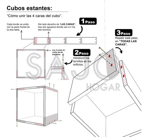 Sajo Kit 3 Estante Cubos Madera Organizador Flotante 40x40x40 5