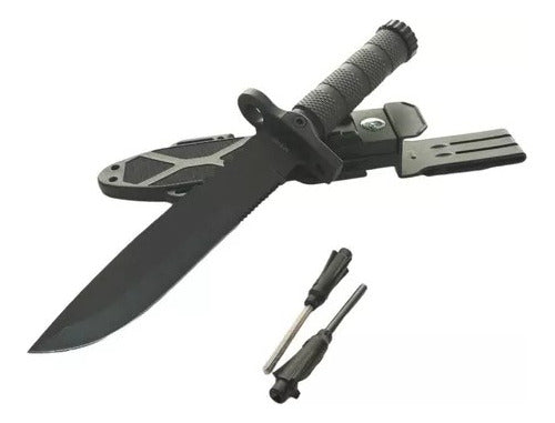 Tactical Survival Knife with Flint Compass Hard Case 0