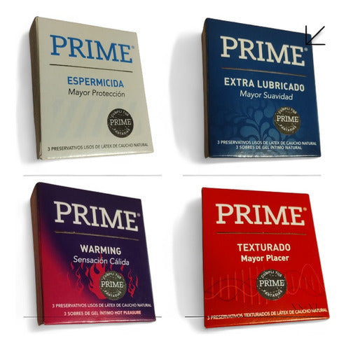 Prime Assorted Condoms Pack of 4 Boxes of 3 Units Each 0