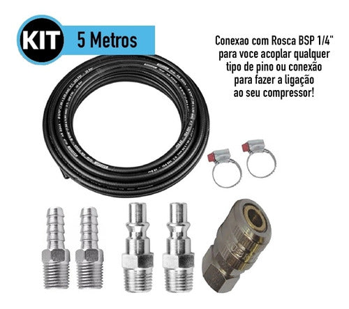 Mangueira Borracha Para Compressor 5/16 5 Metros + Engate 1