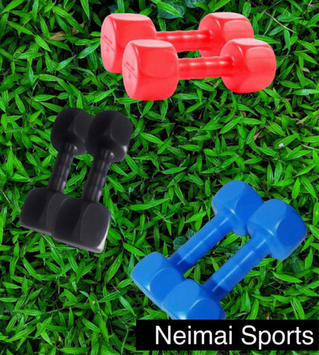 Neimai Sports Hexagonal Plastic Dumbbells, Pair of 1kg, Fitness, Box 1