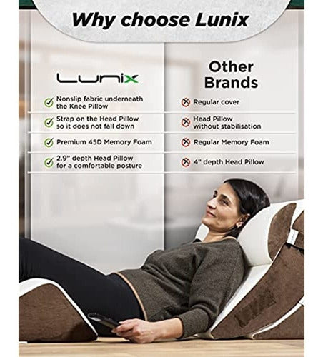 Lunix Lx5 Juego De 4 Almohadas Ortopédicas De Cuña Para Cama 2