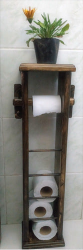 LL CREACIONES Rustic Wood Toilet Paper Holder 1