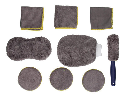 9-in-1 Microfiber Cleaning Kit: 3 Cloths, 3 Pads, Glove, Brush, Sponge 0
