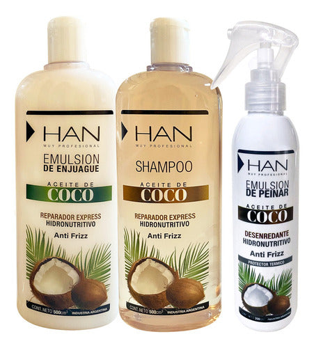 Han Shampoo + Emulsion + Crema Coco Hidronutritivo 0