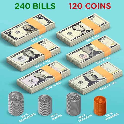 Learn & Climb Play Money Set for Kids, Realistic Simulation Money 1