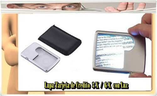 Credit Card Magnifying Glass 3x 6x with LED Light Battery Included 0