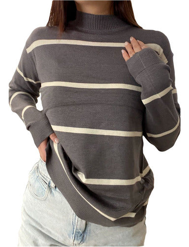 Oversize Bremer Soft Striped Women's Sweater 0