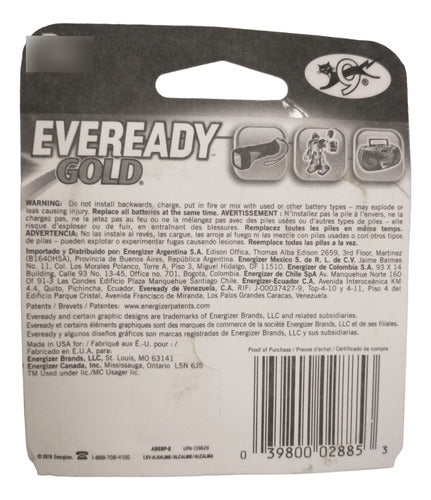 Eveready Gold Alcalina D2 Battery Pack of 2 1