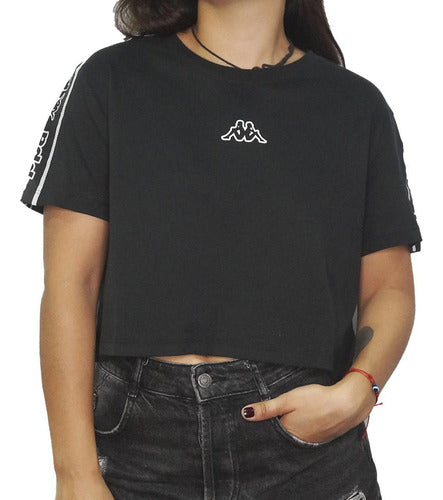 Kappa T-Shirt - Logo Tape Sarit Black White 4