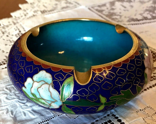 Cloissone Chinese Antique Enamel and Bronze Ashtray 1940 1