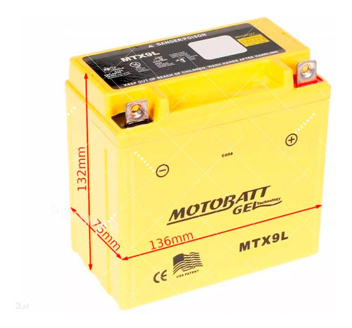 Motobatt Gel Battery Kawasaki Klf110b Mojave 110 Cc 1