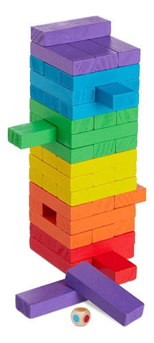 Don Alberto UY Tower of Colored Wood Blocks Game with Dice 1