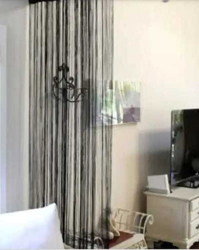 Set of 2 Fringed Curtain Panels Glass Thread Room Divider Decorations 2x2m 52