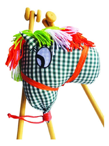 Wooden Stick Horse for Riding Fabric Various Colors 8