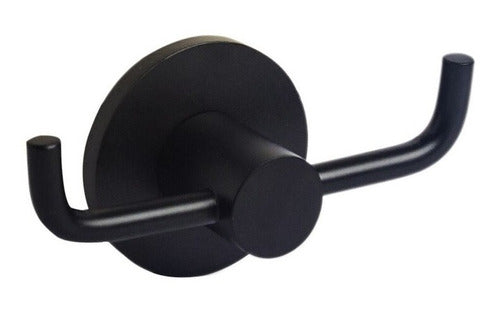 Percha Doble Linea Basic Bronce Negro Mate Baño Accesorio 0