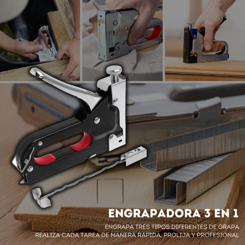 Engrapadora Manual Clavadora 3 En 1 Tapizar Profesional 2