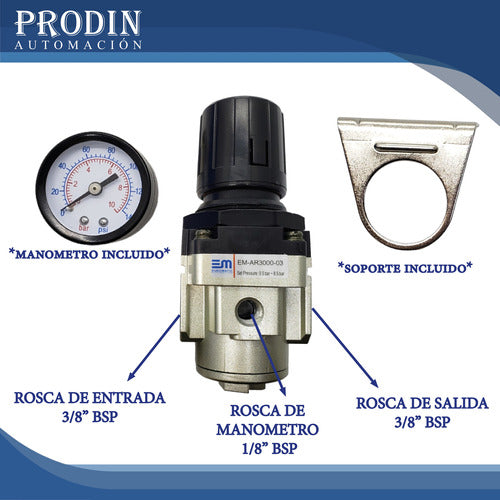 Euromatic Regulador De Presión 3/8 Neumática Compresor 1