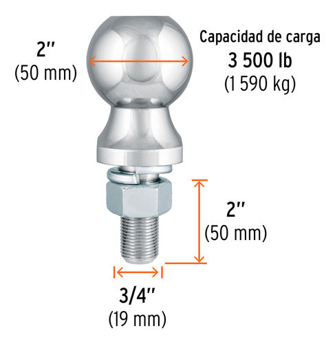 Bocha Para Enganche Trailer 2'' Hasta 1590 Kg Truper Bola-35 1